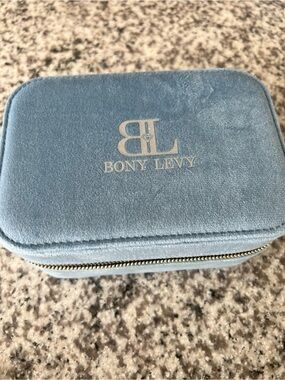 Bony Levy Light Blue Velvet Jewelry Travel Case